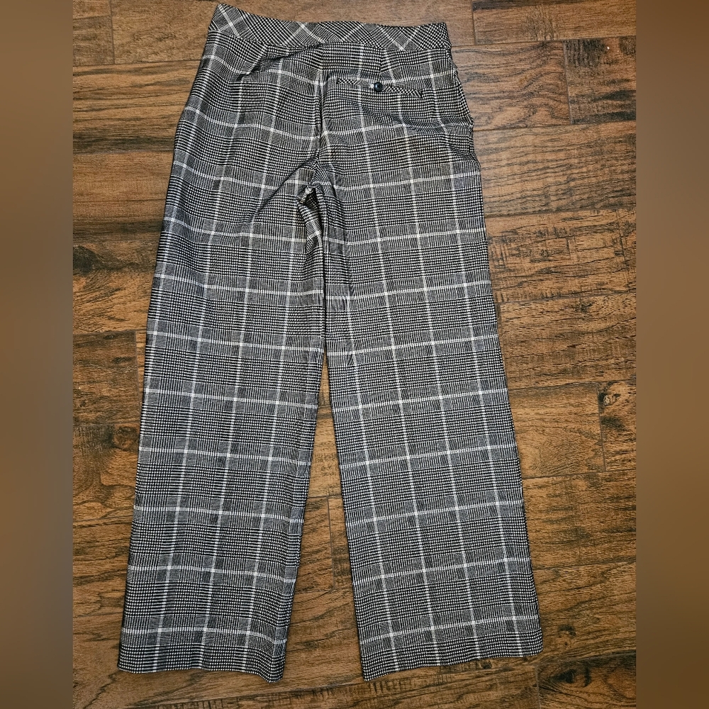 SPANX Black and White Plaid Wide Leg Pants